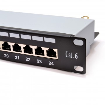 24 Port SHIELDED Network Patch Panel CAT6 STP Vertical Punchdown