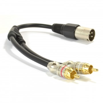 XLR Adapter Plug to 2 x Phono RCA Plug Adapter Cable Lead 25cm