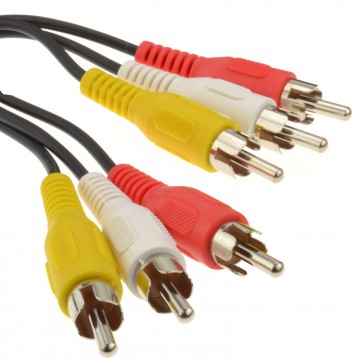 TRIPLE RCA Phono Plugs to Plugs COMPOSITE & Audio Cable Lead 3m