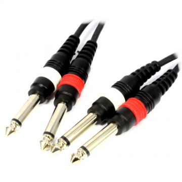 PULSE 2x 6.35mm Male Mono Jack Plugs to Jacks Shielded Cable 1.5m