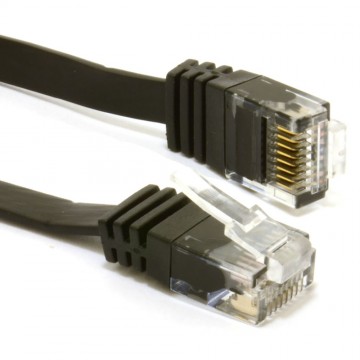 FLAT CAT6 Ethernet LAN Patch Cable Low Profile GIGABIT RJ45 10m BLACK