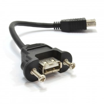 USB 2.0 Panel Mount Female A Socket to A Female Cable Adapter 0.15m