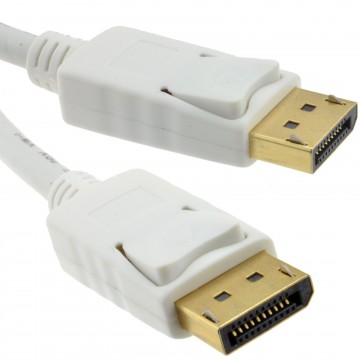 DisplayPort v1.2 4k Compatible Male Locking Plugs Cable 5m White