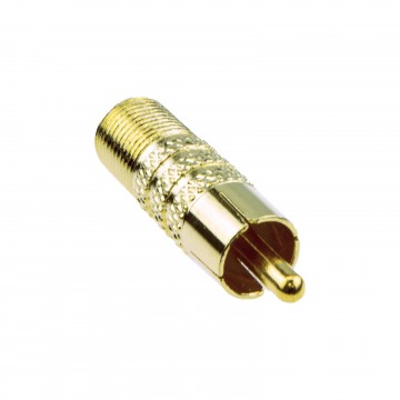 F Type Female Socket to RCA Composite Phono Male Video Adapter GOLD