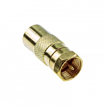 RF Female Socket to F Type Screw Male Plug Adapter Converter GOLD