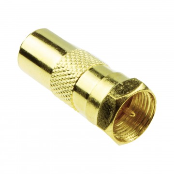 F Type Male Plug to RF Male TV Freeview Aerial Cable Adapter Converter GOLD