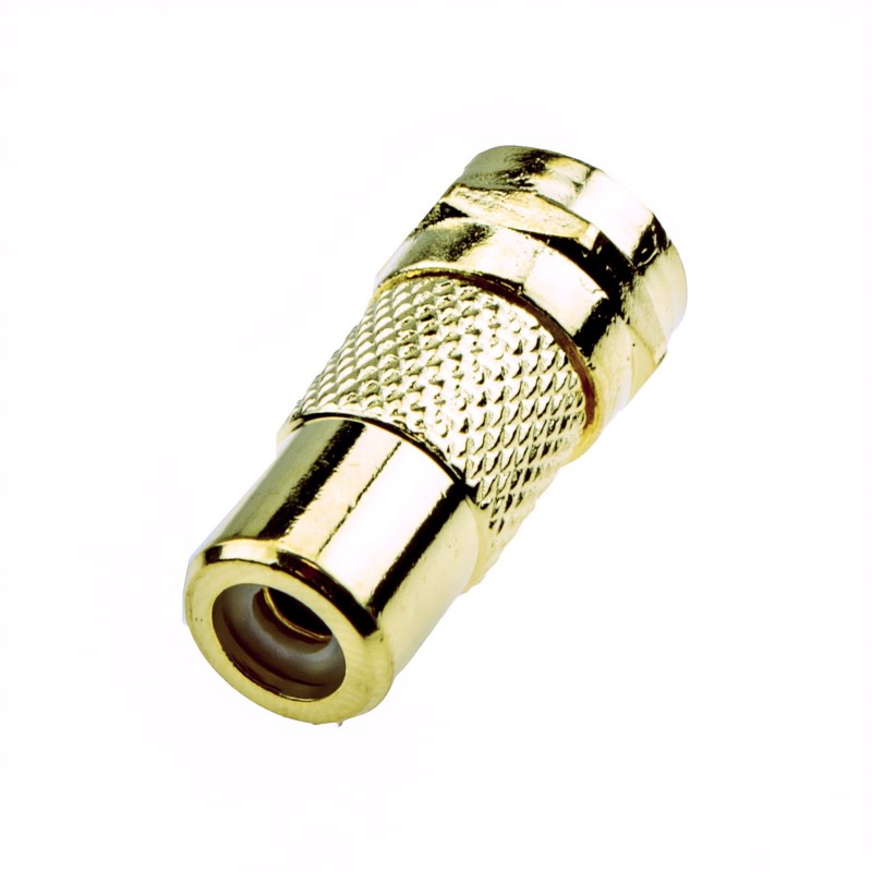 Composite Phono Female Socket to F Type Screw On Male Plug Connection GOLD Composite Phono Female Socket to F Type Screw On Male Plug Connection GOLD