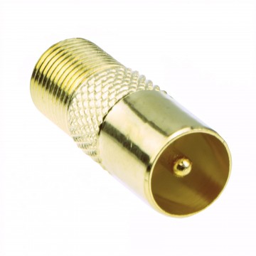 F Type Screw Connector Socket to RF Coax Aerial Male Adapter GOLD