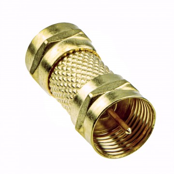 F type screw On Plug to Plug adapter Coupler GOLD