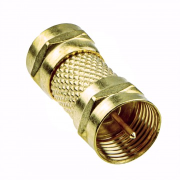F type screw On Plug to Plug adapter Coupler GOLD