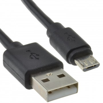USB 2.0 A To MICRO B Data and Charging 24AWG Cable  0.5m 50cm Lead BLACK