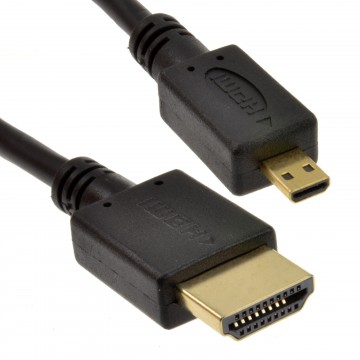 Micro D HDMI High Speed Cable to HDMI for Tablets & Cameras 1080P 3m