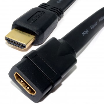 FLAT HDMI High Speed Extension Cable Male Plug To Female Socket  0.5m