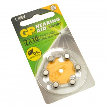 GP Hearing Aid Batteries ZA10 (PR70) Yellow 1.4V 75mAh 3.6x5.8mm