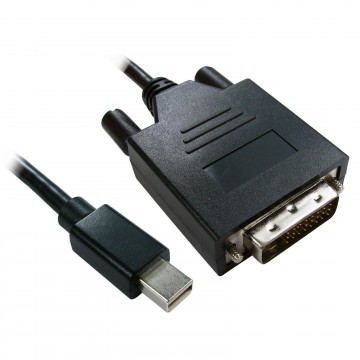 Mini DisplayPort Male Plug to DVI-D 24+1 Male Video Cable Black 2m