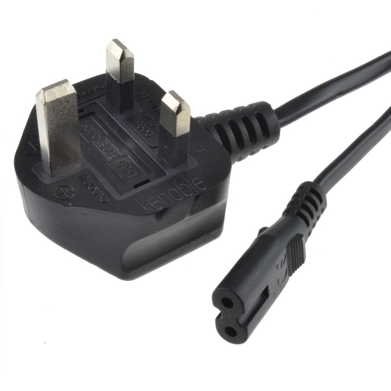 Figure 8 Power Cable UK Plug to C7 Lead for LED or Smart TV Black  3m