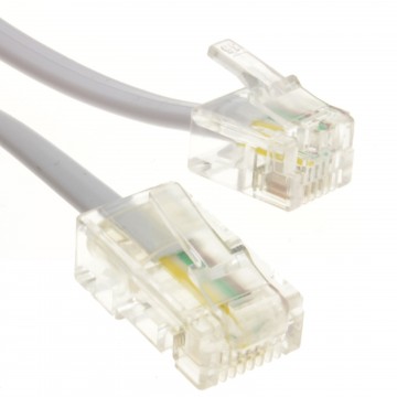 RJ11 Male Plug to 4 wire RJ45 Male Plug Flat Cable Lead  3m White