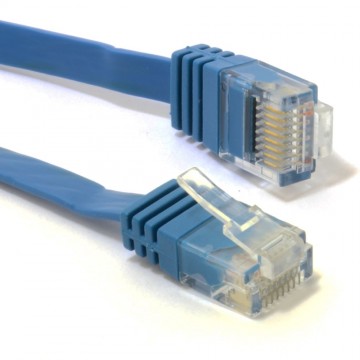 FLAT CAT6 Ethernet LAN Patch Cable Low Profile GIGABIT RJ45   0.3m BLUE