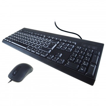 KB235 USB 4 Button Mouse & QWERTY Keyboard Kit School/Office/Home