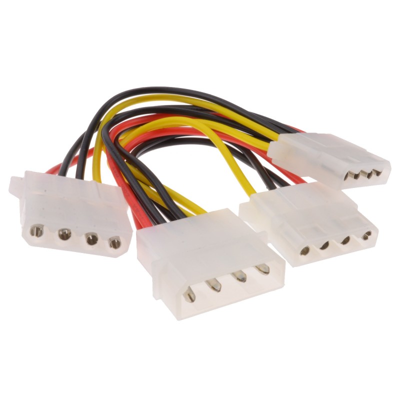 Internal PC 4 pin Power Splitter 3 way Cable LP4 Molex 1 to 3 Lead 15cm