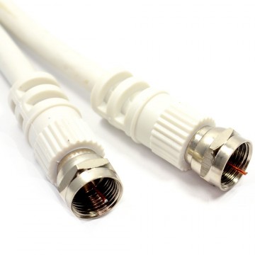 Satellite F Connector Plug to Plug 75 ohm RG59 Cable White Lead  0.5m 50cm