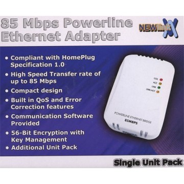 Newlink PowerLine LAN Ethernet HomePlug Adapter 85Mbps SINGLE
