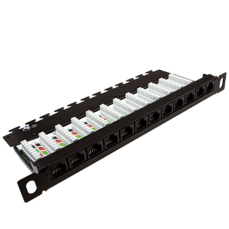 0.5U 12 Port GIGABIT Patch Panel for 10Inch SOHO Cabinets Vertical IDC Terminals