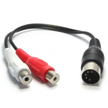 5 Pin Din Male Plug to Twin RCA Phono Sockets Adapter Cable 1.2m