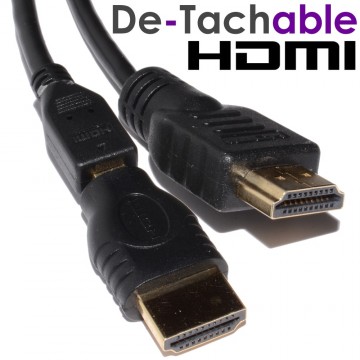 Detachable HDMI Cable for Wall Installations & Pre Drilled Holes  1m