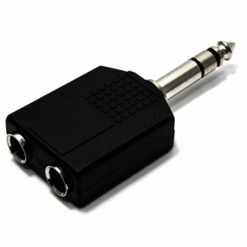 6.35mm STEREO Jack Splitter Adapter Dual 6.35mm Sockets to 6.35mm Plug