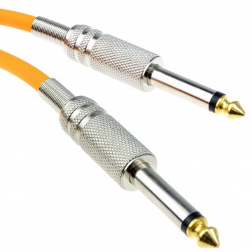 PRO 6.35mm Low Noise Guitar Cable Metal Connectors Orange 5m GOLD