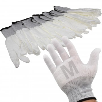 White Work Gloves Anti Static Non Slip [6 Pairs] Size :  Medium