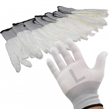 White Work Gloves Anti Static Non Slip [6 Pairs] Size : Large