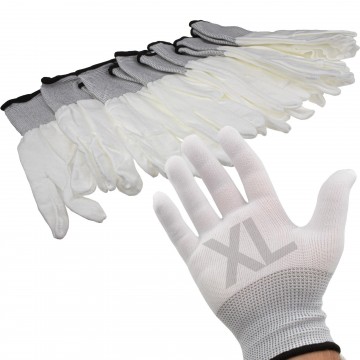 White Work Gloves Anti Static Non Slip [6 Pairs] Size : XL