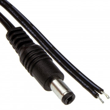 2.5mm x 5.5mm Male DC Plug to Bare Ended Power Cable  1m
