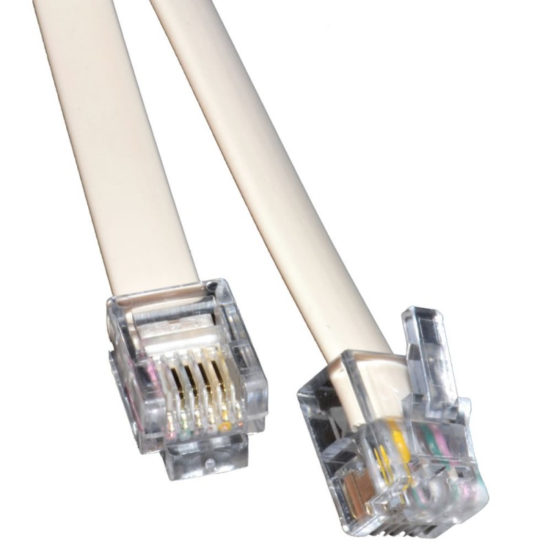 ADSL Broadband Modem Cable RJ11 to RJ11 Phone Socket to Router White 10m ADSL Broadband Modem Cable RJ11 to RJ11 Phone Socket to Router White 10m