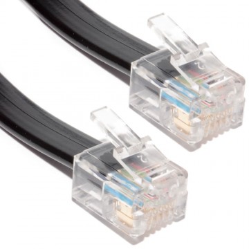 RJ12 6P6C to RJ12 6P6C Cross Over Cable Plug (RJ11 6 wire) BLACK 3m