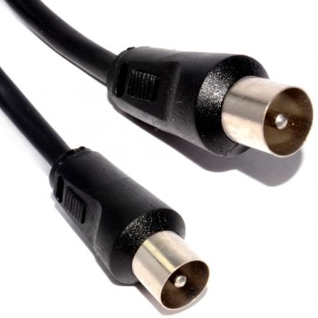 RF Coaxial TV Aerial Lead Coax Male Plug to Plug Black RG59 Cable 1m