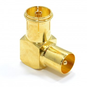 RF Right Angle Adapter Plug to Socket For TV Coax Aerial Cables GOLD