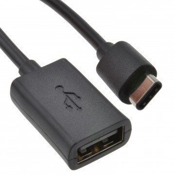 USB Type C Male Plug to A Type Socket Converter Cable Black 1m