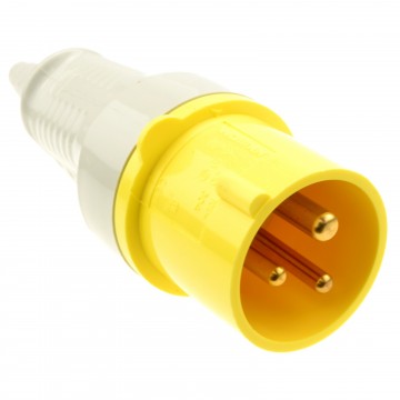 Industrial Site Power 3 Pin Plug 110V 16A Yellow IP44 Splash-Proof