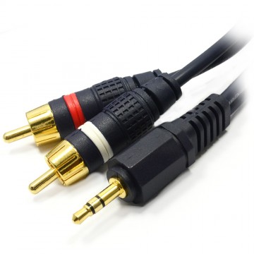 HQ 3.5mm Stereo Jack to 2 RCA Phono Plugs OFC Cable Gold 2m