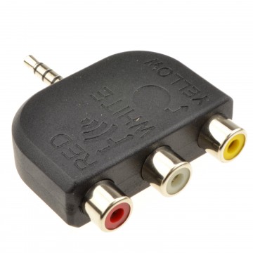 3.5mm Jack to 3 Phonos/RCA 4 pole AV out TV Adapter Converter Red/White/Yellow