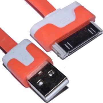 30 Pin Data & Charging USB FLAT Cable Orange 3m LONG