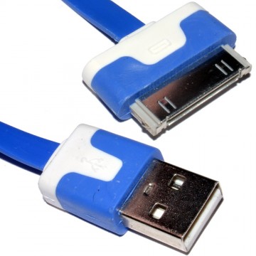 30 Pin Data & Charging USB FLAT Cable Blue 3m LONG
