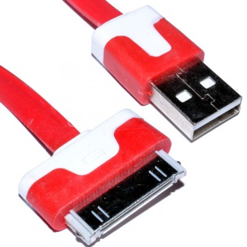 30 Pin Data & Charging USB FLAT Cable Red 2m