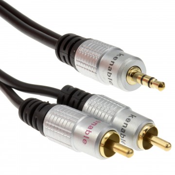 Pro Audio Metal 3.5mm Stereo Jack to 2 RCA Phono Plugs Cable Gold 0.5m