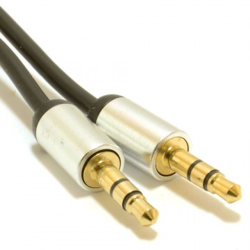 Aluminium PRO 3.5mm Jack to Jack Stereo Audio Cable Lead GOLD  2m