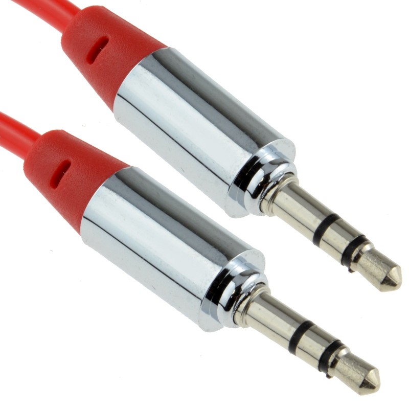 PRO METAL RED 3.5mm Jack Male to Male Stereo Audio Cable Lead 1m PRO METAL RED 3.5mm Jack Male to Male Stereo Audio Cable Lead 1m