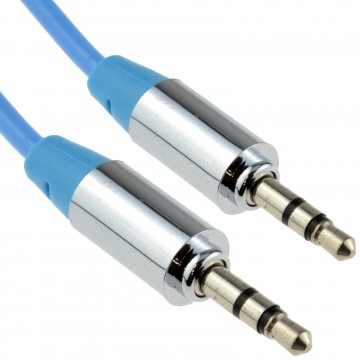 PRO METAL BLUE 3.5mm Jack Male to Male Stereo Audio Cable Lead 1m